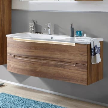 Puris Purefaction washbasin combination 120 cm with 2 drawers, LED lighting, basin left