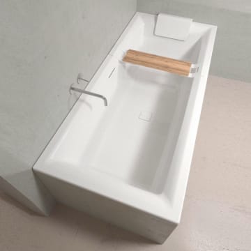 Riho Still Square rectangular bathtub 170 x 75 cm with Riho case, LED lighting, headrest on the right side