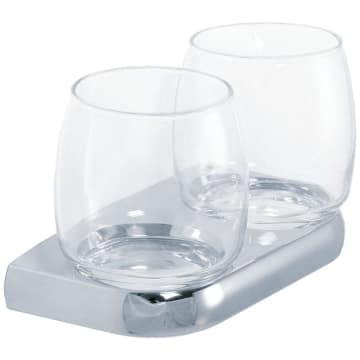 Bravat Metasoft Doppelter Glashalter mit klaren Gläsern Ø 5,5 cm
