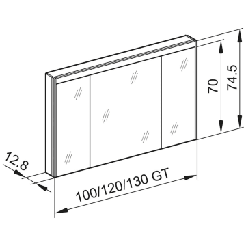 Schneider O-Line Spiegelschrank Beleuchtung LED oben 100 x 12,8 x 74,5