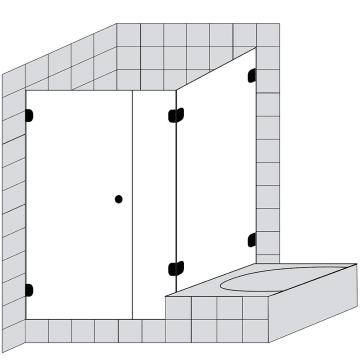 Sprinz BS-Dusche 150 Tür mit verkürzter Seitenwand bis 90 x 90 x 200 cm