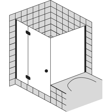 Sprinz BS-Dusche Tür mit Festteil und kurzer Seitenwand 90 x 75 x 200 cm, Türanschlag links