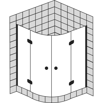 Sprinz BS-Dusche Runddusche mit 2 Türen 100 x 100 x 200 cm, Radius 50 cm