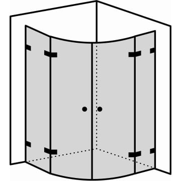 Sprinz Fortuna Runddusche mit 2 Türen bis 100 x 100 x 200 cm, Radius 50 cm