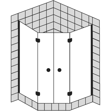 Sprinz Fortuna pentagonal shower with double doors, partially framed 90 x 90 x 200 cm