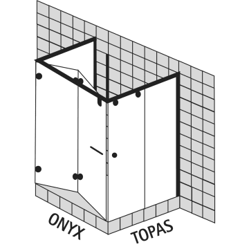 Sprinz Onyx / Topas Kombination als U-Kabine, 120 x 140 x 200 cm