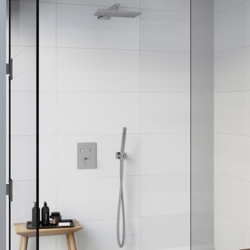 Steinberg Sensual Rain Pushtronic Set 3 eckig, Thermostat, 2 Verbraucher, mit Regenbrause 18 x 30 cm