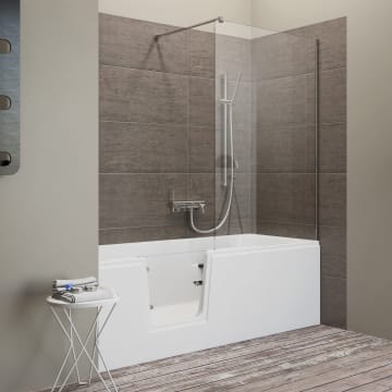 Steinkamp easy entry Badewanne 180 x 80 cm mit Glastür links und Acrylverkleidung für Nische