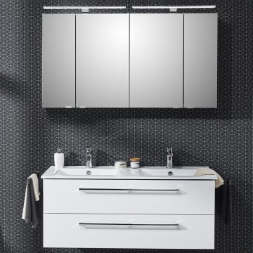 Steinkamp Life 2.0 Badmöbel Set 120 cm mit Pelipal Doppelwaschtisch und Spiegelschrank