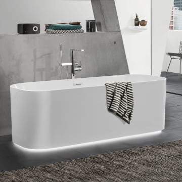 Villeroy & Boch Finion freistehende Badewanne 170 x 70 cm mit Emotion-Funktion, Wasserzulauf