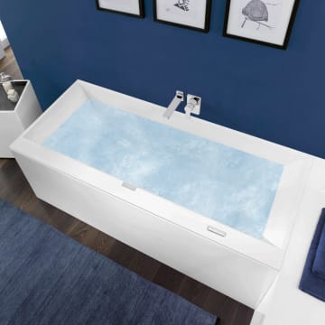Villeroy & Boch Squaro Edge 12 Duo bathtub 180 x 80 cm, Airpool Entry, technology position 2, with Trio drain set