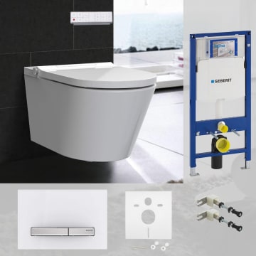 Geberit DuoFix Element für Wand-WC mit Kronenbach Tube Dusch-WC spülrandlos inkl. WC-Sitz