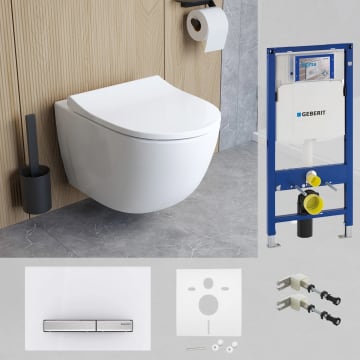 Geberit DuoFix Element für Wand-WC mit Steinkamp Living 2.0 Wand-WC Tiefspüler ohne Spülrand