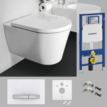 Geberit DuoFix Element für Wand-WC mit LAUFEN Kartell Wand WC PACK, Tiefspüler spülrandlos