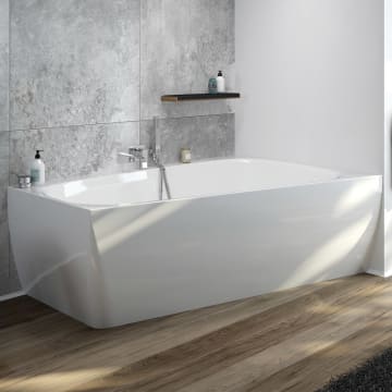 Hoesch iSensi Trapez Monolith-Badewanne 150 x 100 cm rechts mit Überlaufschlitz