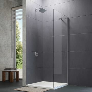 HÜPPE 501 Design pure 4-Eck Seitenwand auf Badewanne für Schwingtür 20-120 x 50-200 cm, Glas ohne Anti-Plaque
