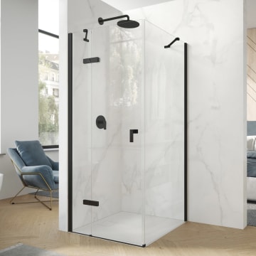 HÜPPE Design pure 4-Eck Seitenwand für Badewanne 20-120 x 50-200 cm, Glas ohne Anti-Plaque