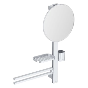 Ideal Standard Alu+ Beauty Bar Accessoires-Kombination M700 mit Spiegel Durchmesser 32 cm