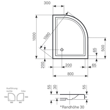 Mauersberger Viertelkreis Duschwanne Albis 100 0 X 80 0 X 2 5 Cm
