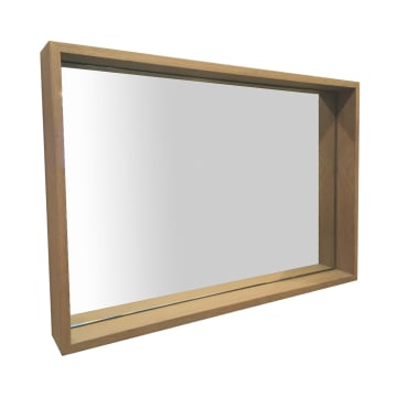 Wood mirror 90 x 60 cm with shelf