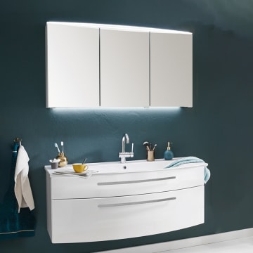 Puris Speed Badmöbelset 100 cm mit Spiegelschrank 2, Keramik Waschtisch