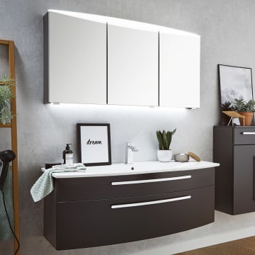 Puris Speed Badmöbelset 120 cm mit Spiegelschrank 2, Keramik Waschtisch und Waschtischunterschrank