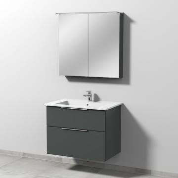 Sanipa 3way Möbelset inkl. Spiegelschrank "MALTE", 80 cm, mit Aufsatzgriffen