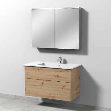Sanipa 3way Möbelset inkl. Spiegelschrank "ARND", 100 cm, mit Push to open, Becken rechts