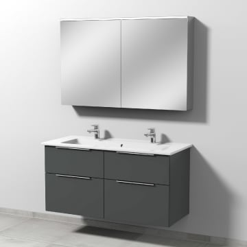 Sanipa 3way Möbelset inkl. Spiegelschrank "ARND", 120 cm, mit Aufsatzgriffen, Doppelwaschtisch