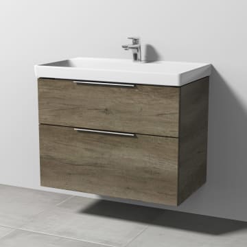 Sanipa 3way vanity unit for ceramic washbasin Avento 80 cm, 2 drawers with top handle