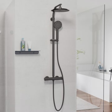 CASAINC Luxus-Duscharamatur Mit Thermostat – Digitale Temperaturanzeige, 3 Funktionen, 6 Körperdüsen & Regenduschkopf, Gebürstetes Nickel