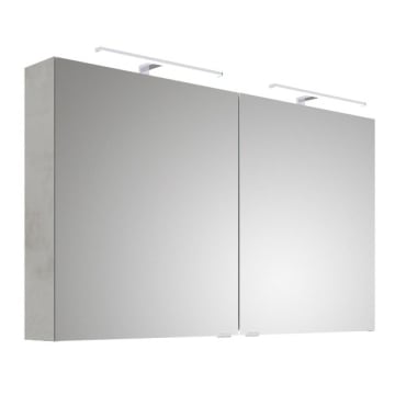 Steinkamp Living 2.0 Spiegelschrank 120 cm mit 2 Drehtüren, inkl. 2 LED-Aufsatzleuchten