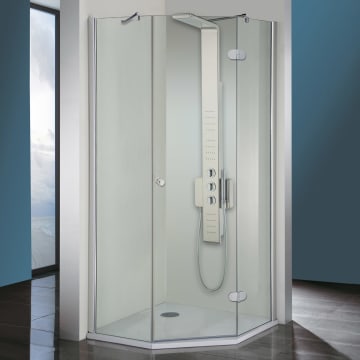 Steinkamp Living pentagonal shower 3-piece 100 x 100 cm stop right incl. easypearl, center frosted