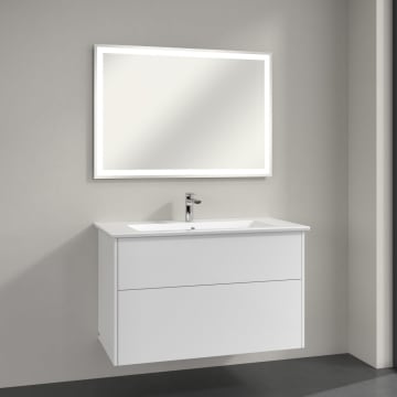 Villeroy & Boch Finero Waschtischunterschrank 100 cm mit Waschtisch und Spiegel, 2 Auszüge