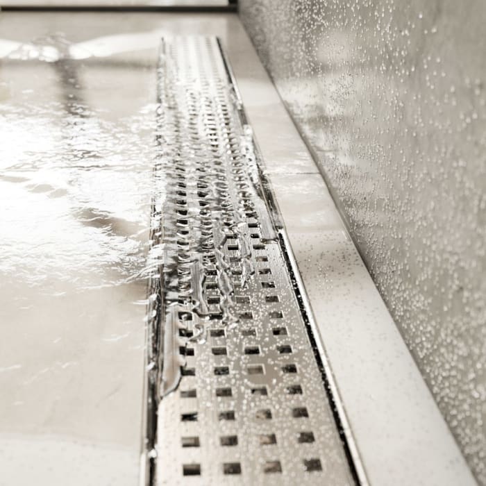 ACO ShowerDrain C Duschrinnen-Set ohne Aufkantung, DN 40, Länge 118,5 cm inklusive Design-Rost Square