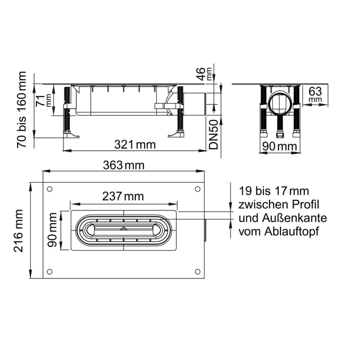 ACO ShowerDrain S+ Ablaufkörper Sperrwasserhöhe 3 cm