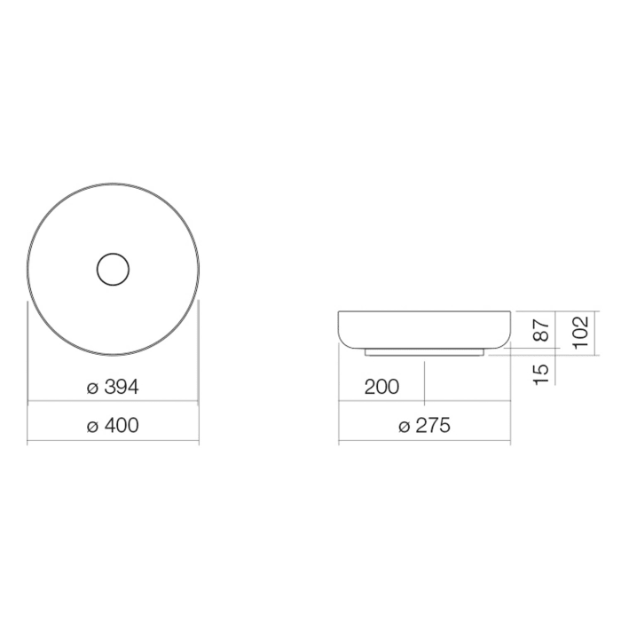 Alape Arkta Aufsatzbecken AB SO400.1, rund mit 40 cm Ø