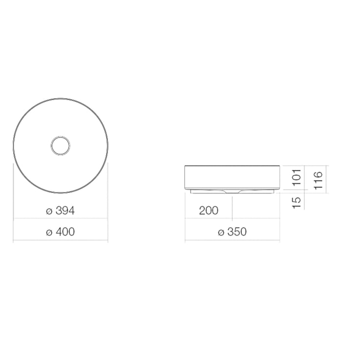 Alape Arkta Aufsatzbecken AB SO400.1, rund mit 40 cm Ø