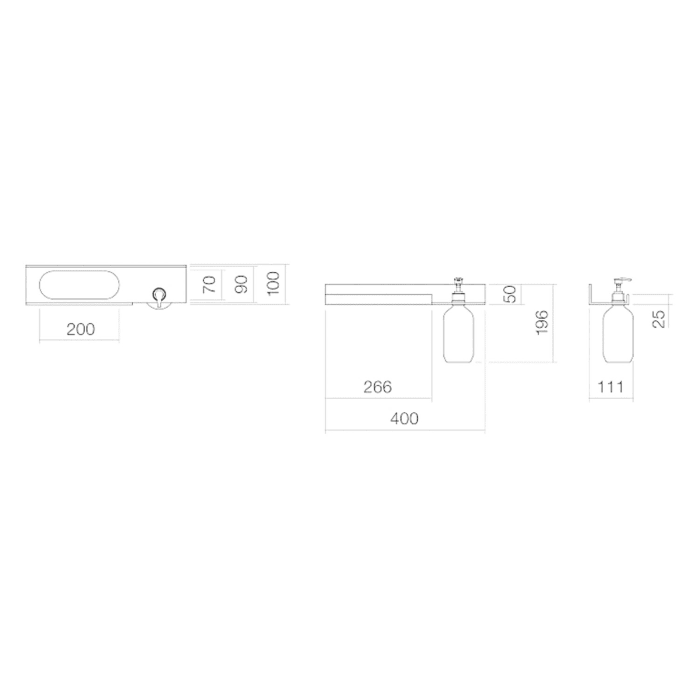 Alape Assist Ablage, AS.400.HT.L 40 x 10 x 5 cm, Version rechts