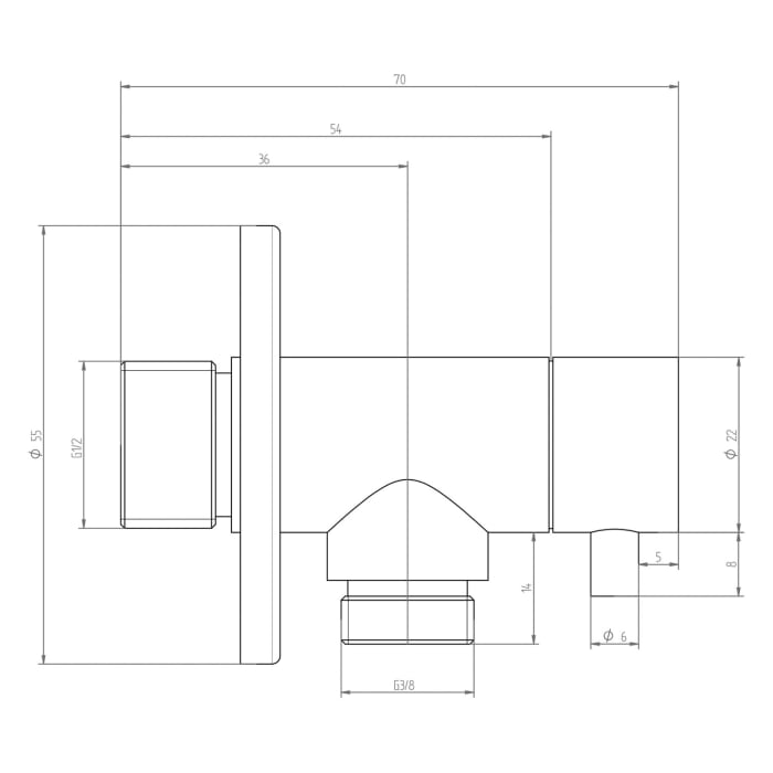 ALLUVION Edelstahl-Eckventil