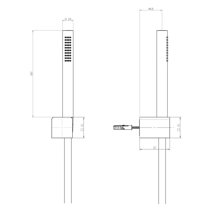 ALLUVION Mercur Stab-Handbrausegarnitur rund mit Wandanschlussbogen