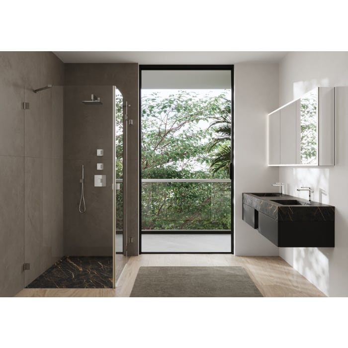 ALLUVION Mercur Stab-Handbrausegarnitur rund  mit Wandanschlussbogen