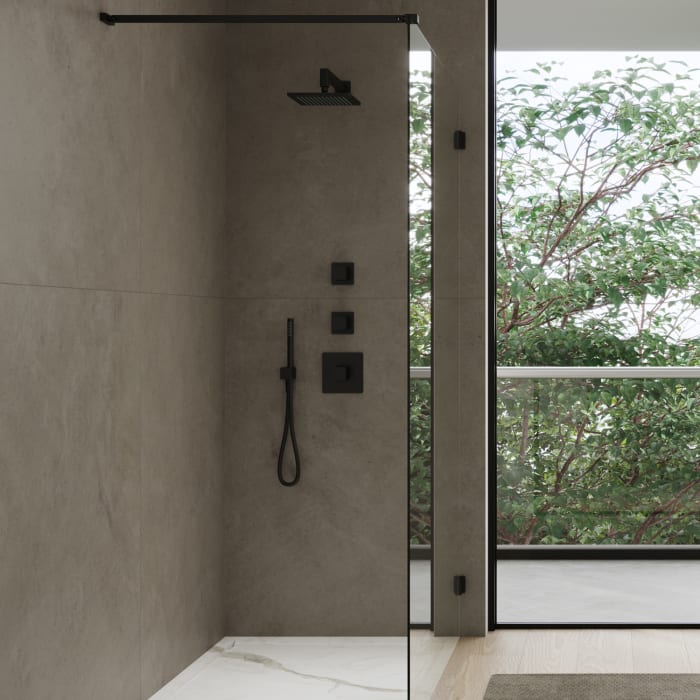 ALLUVION Mercur Stab-Handbrausegarnitur rund mit Wandanschlussbogen