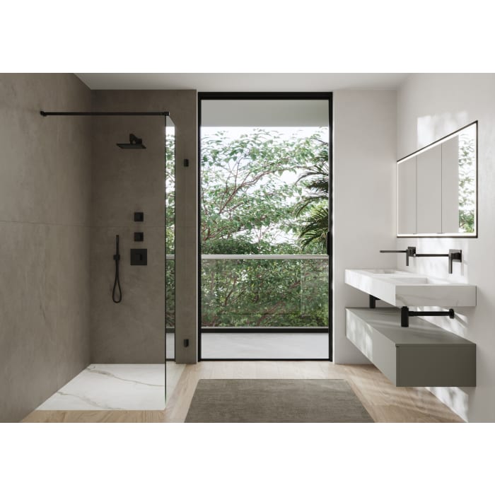 ALLUVION Mercur Stab-Handbrausegarnitur rund mit Wandanschlussbogen