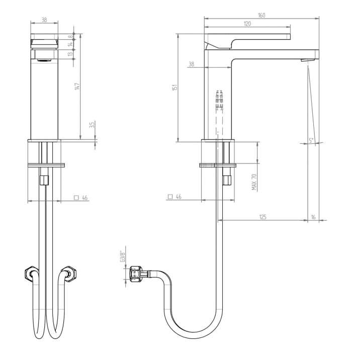 ALLUVION Mercur Waschtisch-Einhebelmischer ohne Ablaufventil, wassersparend