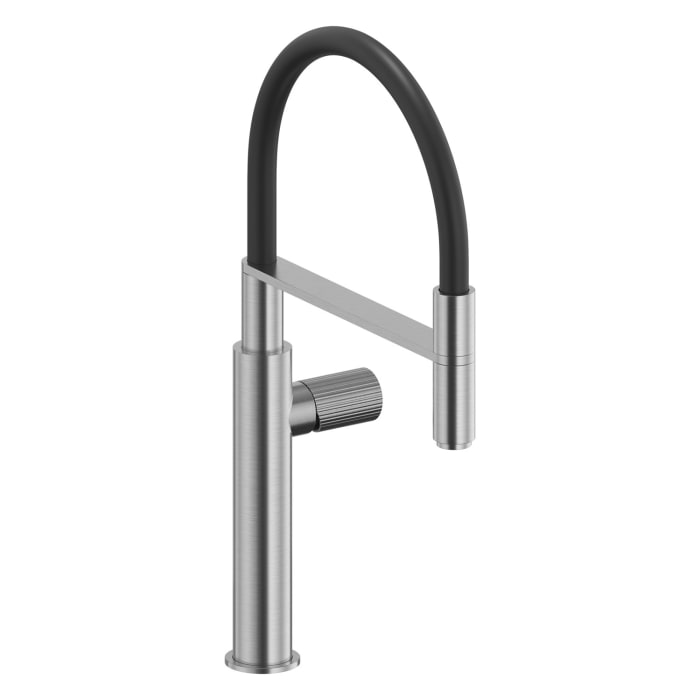 ALLUVION Neptun Edelstahl Küchen-Einhebelmischer mit hohem Auslauf und Handbrause