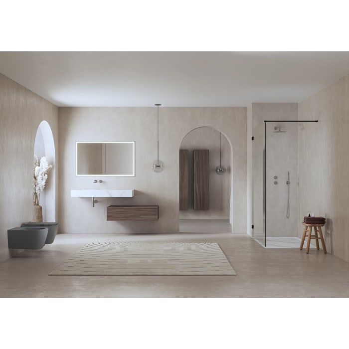 ALLUVION Edelstahl Stab-Handbrausegarnitur mit Wandanschlussbogen