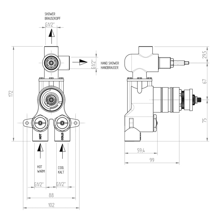 ALLUVION Universal UP Grundkörper Q3, für Thermostanwendung