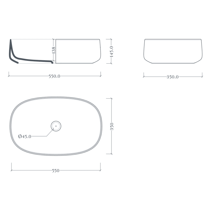 ALLUVION Apollo Aufsatzwaschtisch 55 x 35 cm