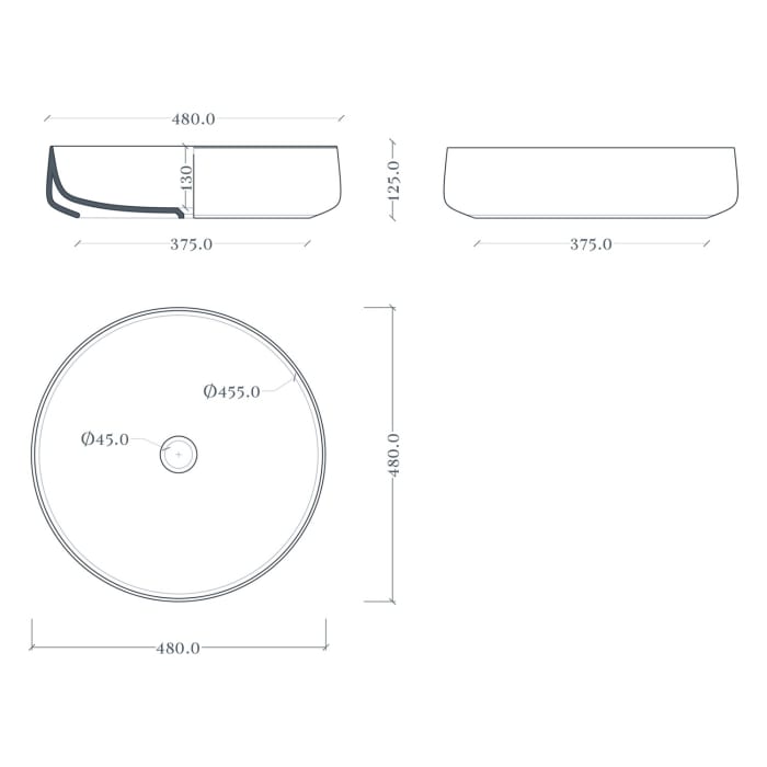 ALLUVION Apollo Aufsatzwaschtisch Ø 48 cm